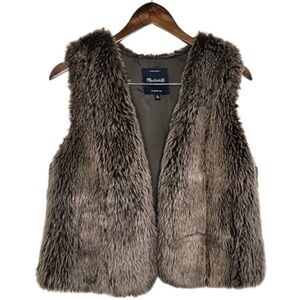 Madewell Faux Fur Vest - Gray